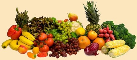 Разноцветные овощи и фрукты